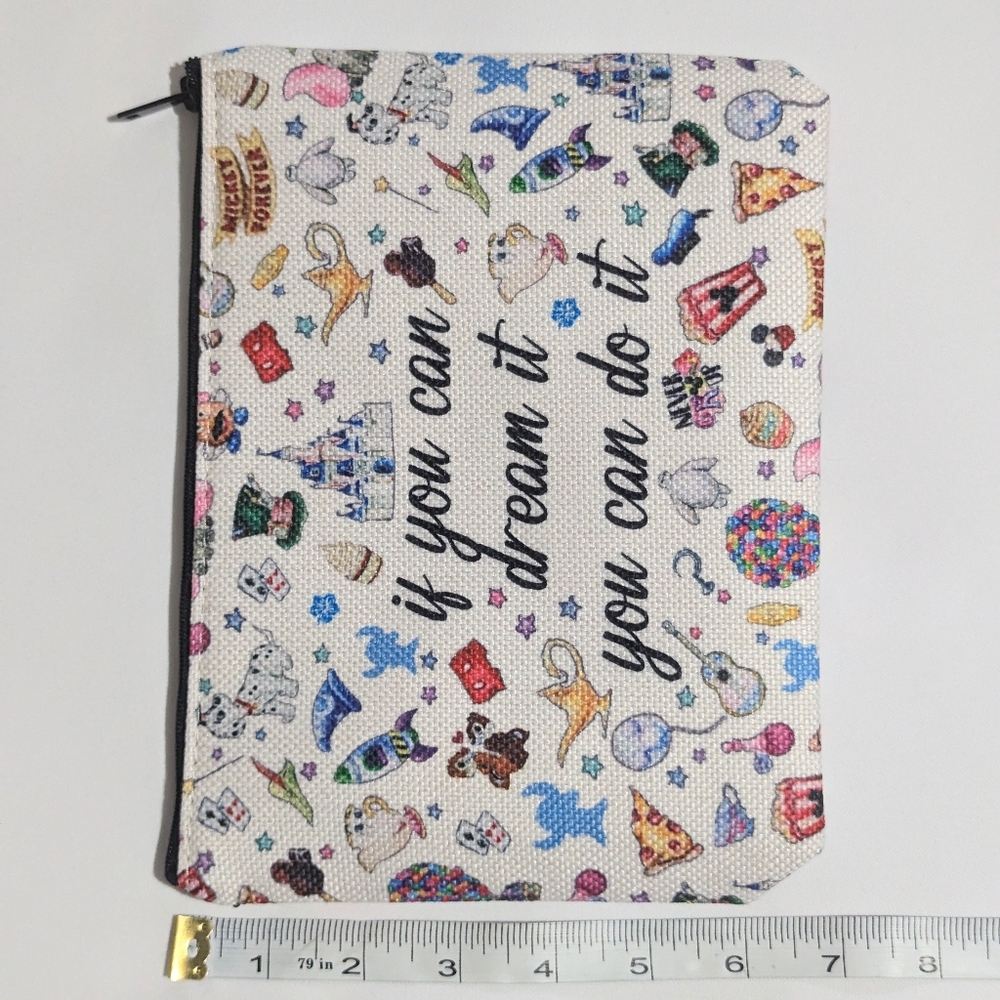 Printed Canvas Disney Theme Inspirational Cosmetic Bag Insert. NWT - Picture 5 of 5